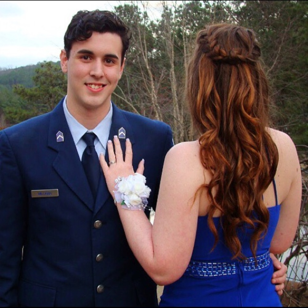 Beautiful blue jeweled  two piece prom dress